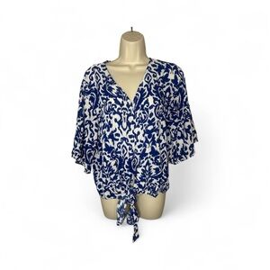 Elegant Blue and White Women's Blouse